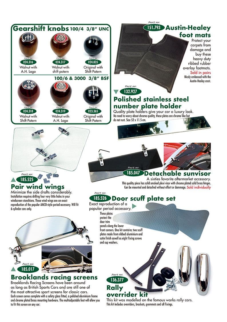 Interior accessories - wind deflectors - Accessoires & tuning - Austin Healey 100-4/6 & 3000 1953-1968 - Interior accessories - 1