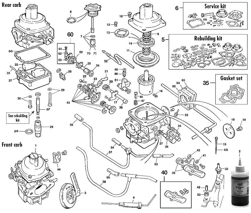 Triumph TR5-250-6 1967-'76 - Carburadores & piezas - 1