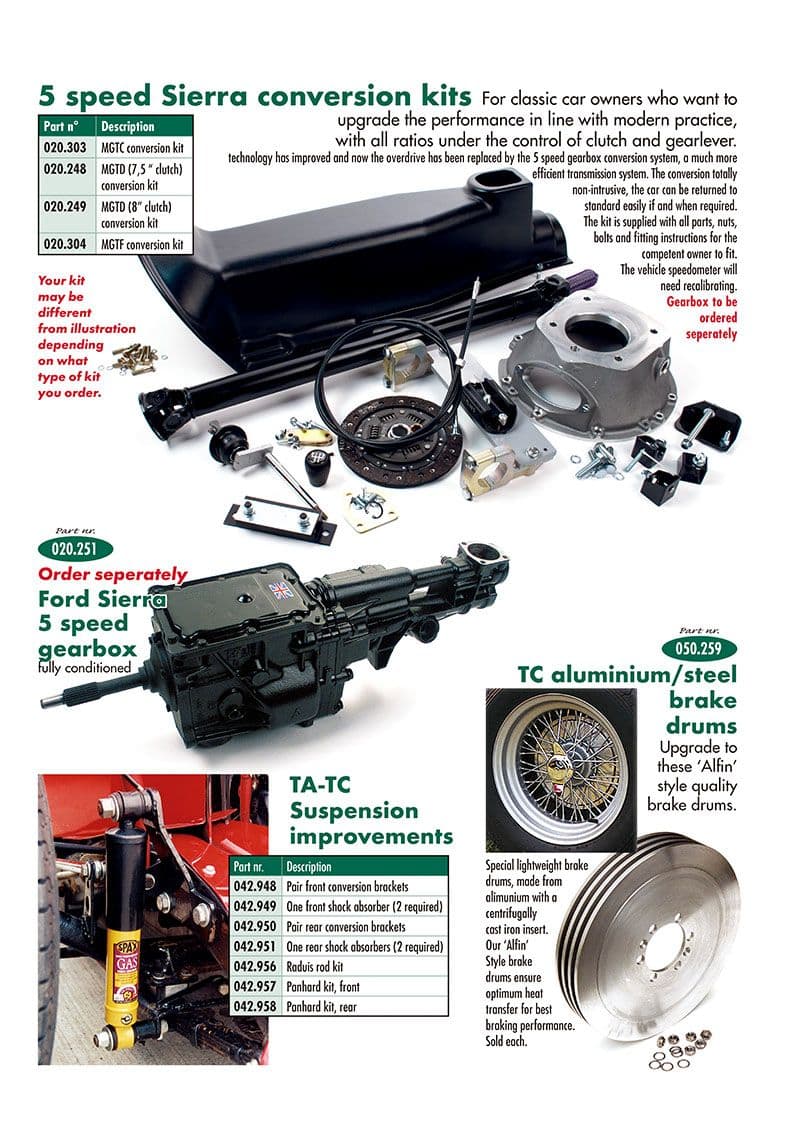MGTC 1945-1949 - Performance suspension kits - Gearbox, suspension, brake improvement - 1