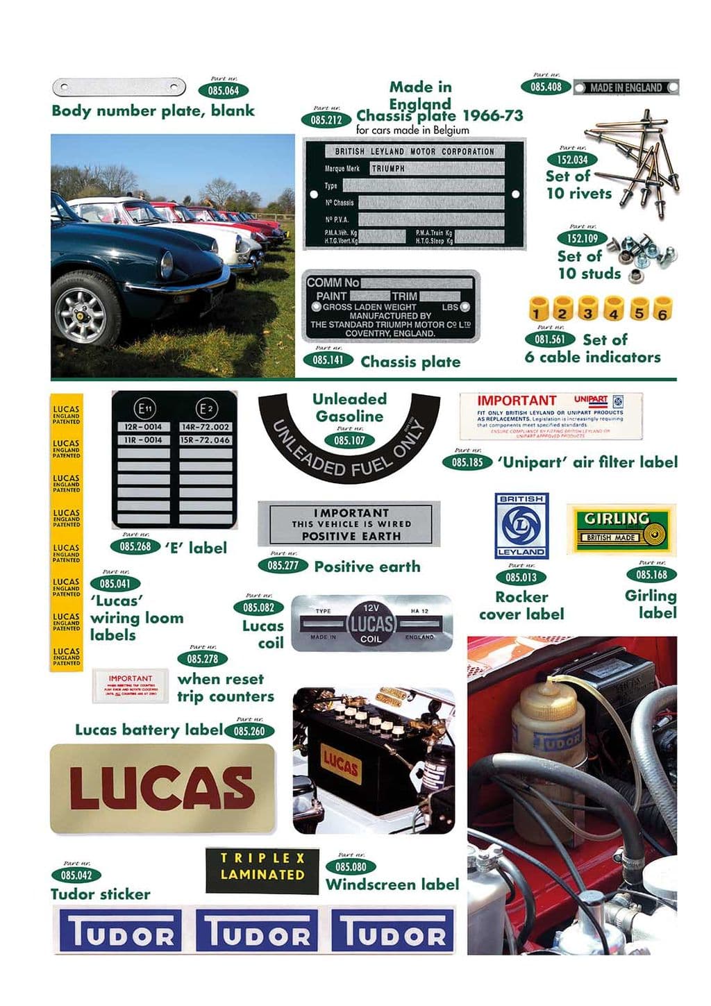 Plates & stickers - adhesivos y emblemas - Accesorios y preparación - Triumph GT6 MKI-III 1966-1973 - Plates & stickers - 1