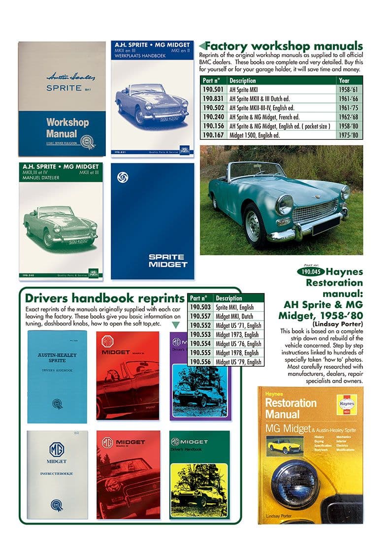 Manuals & handbooks - Dílenské příručky - Knihy & příslušenství pro řidiče - Austin-Healey Sprite 1964-80 - Manuals & handbooks - 1