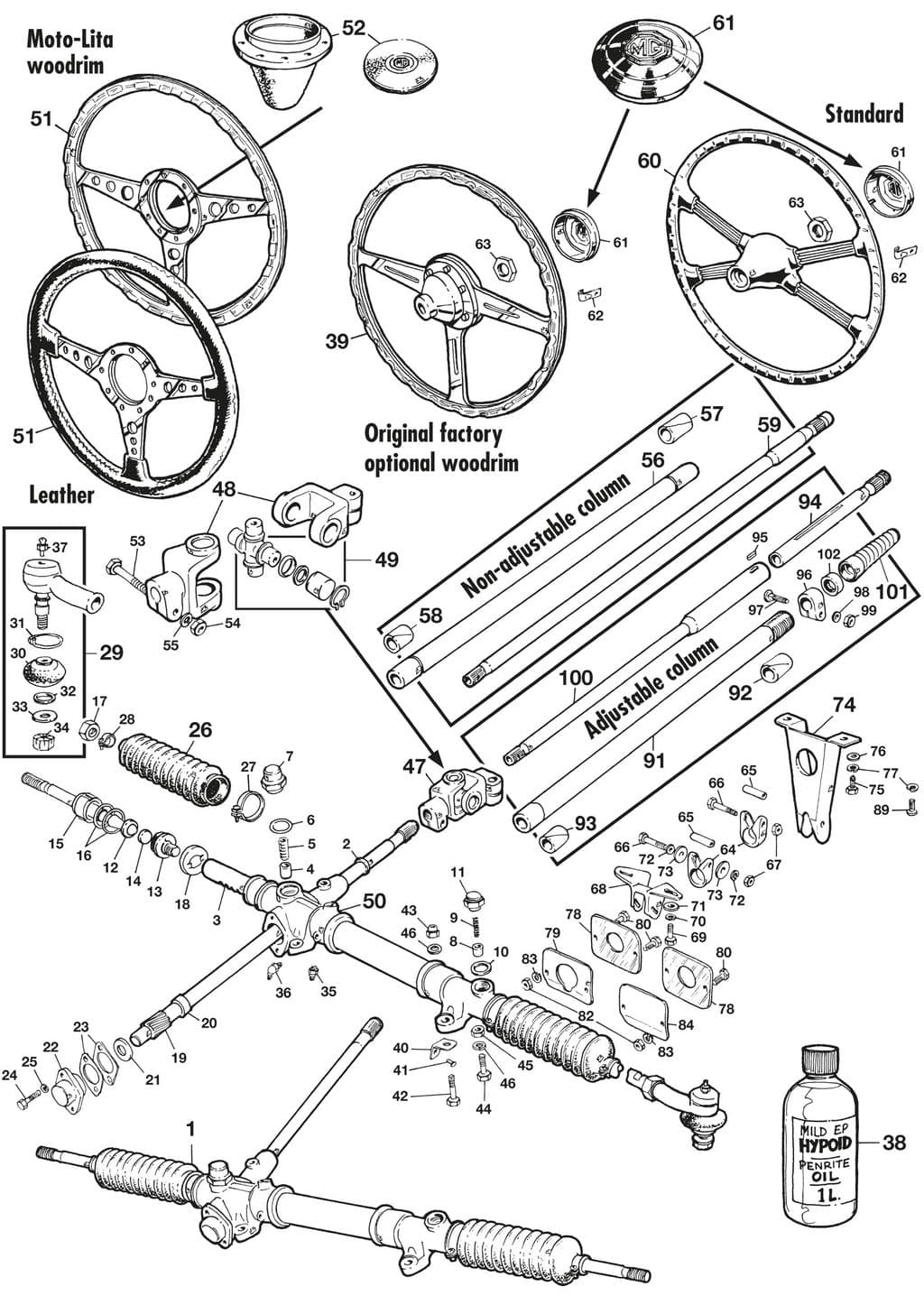 MGA 1955-1962 - Spoorstangen, verbindingsstangen & spoorstangeind - 1