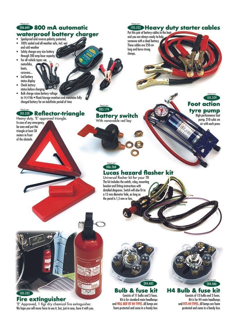 Practical accessories - Akumulatory, ładowanie & przełączniki - Akcesoria I ulepszenia (tuning) - Triumph TR2-3-3A-4-4A 1953-1967 - Practical accessories - 1