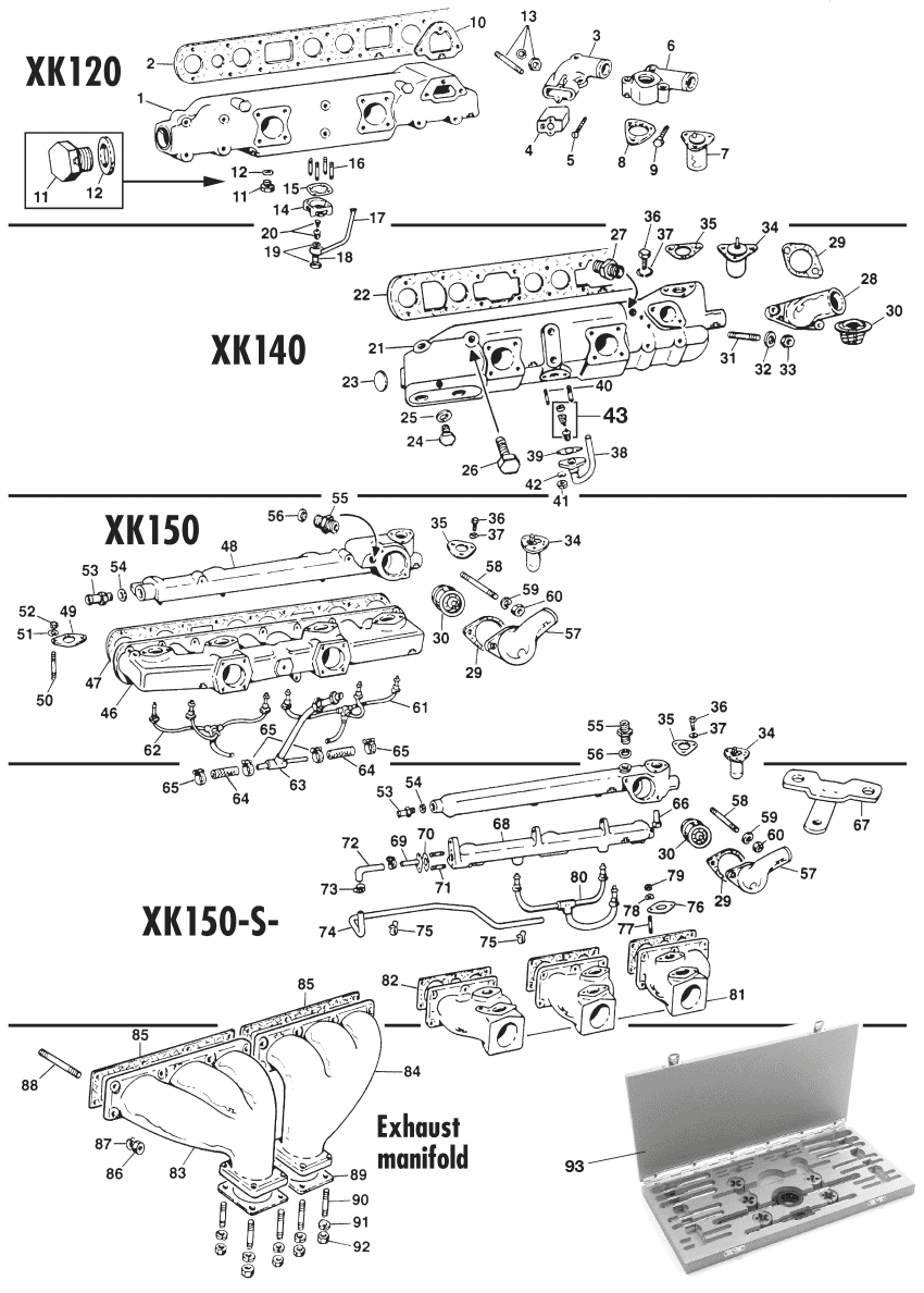 Jaguar XK120-140-150 1949-1961 - Air induction systems - Manifolds - 1
