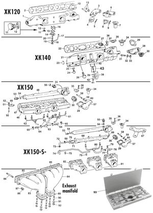 Uitlaat spruitstuk - Jaguar XK120-140-150 1949-1961 - Jaguar-Daimler reserveonderdelen - Manifolds