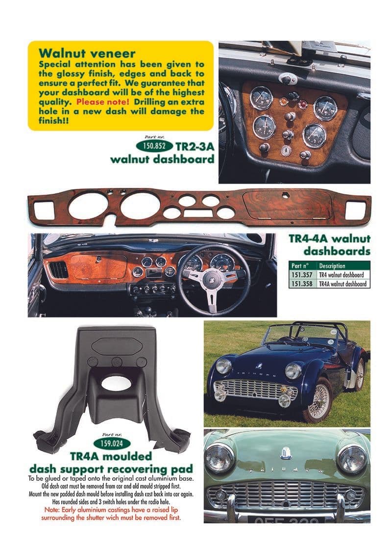 Dashboard veneer - Stylizacja wewnętrzna - Akcesoria I ulepszenia (tuning) - Triumph TR2-3-3A-4-4A 1953-1967 - Dashboard veneer - 1