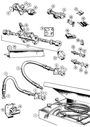 Przewody & linki - MGC 1967-1969 - MG części zamienne - Brake pipe & hoses