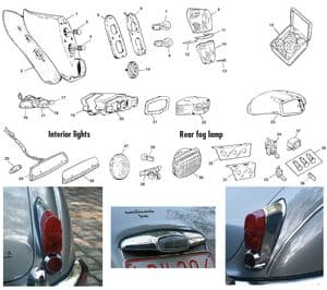 Oświetlenie - Jaguar MKII, 240-340 / Daimler V8 1959-'69 - Jaguar-Daimler części zamienne - Rear & interior lights