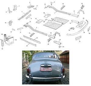 Interne carrosseriedelen - Jaguar MKII, 240-340 / Daimler V8 1959-'69 - Jaguar-Daimler reserveonderdelen - Internal body panels