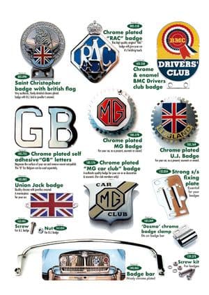 nálepky & znaky - MGA 1955-1962 - MG náhradní díly - Badges