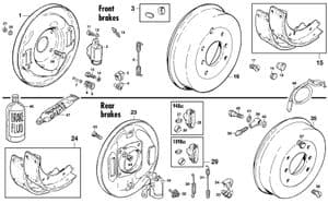 frenos delanteros y traseros - Morris Minor 1956-1971 - Morris Minor piezas de repuesto - Brakes: front and rear
