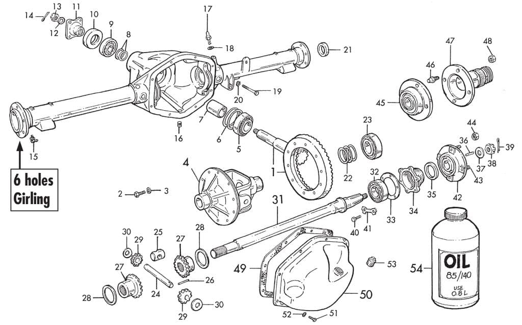 Triumph TR2-3-3A-4-4A 1953-1967 - Axles & axle parts - Girling rear axle - 1