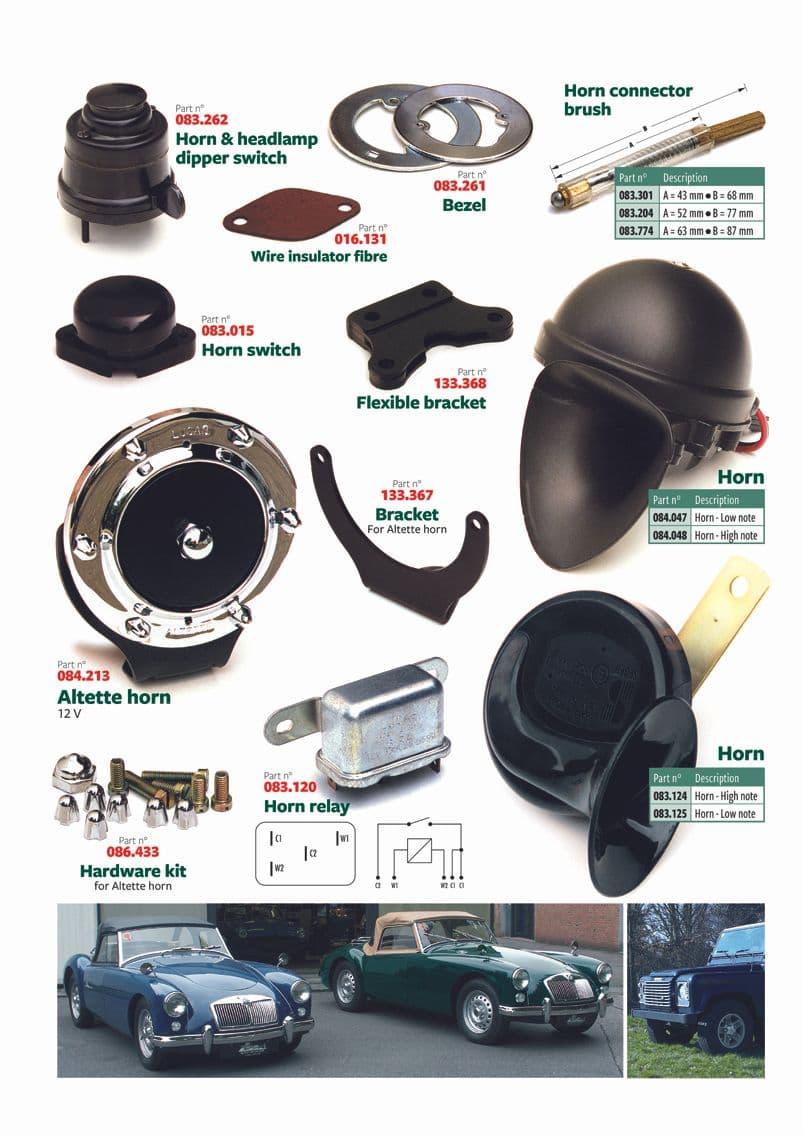 British Parts, Tools & Accessories - Horns - Horns & switches - 1