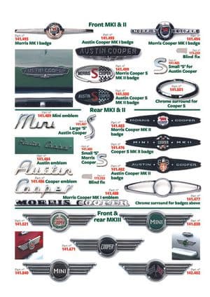 adhesivos y emblemas - Mini 1969-2000 - Mini piezas de repuesto - Badges and emblems