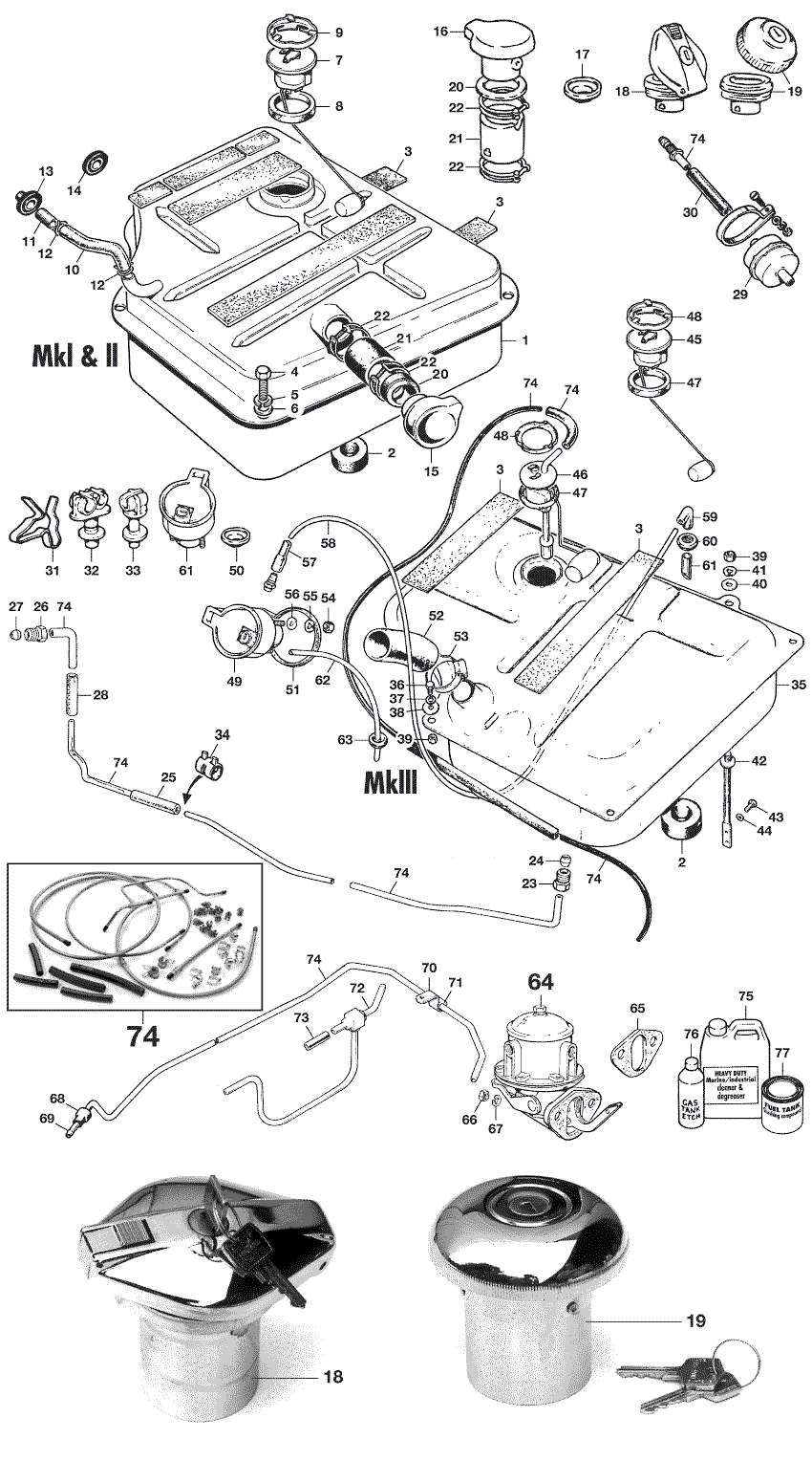 Triumph GT6 MKI-III 1966-1973 - Fuel caps and covers - Fuel system - 1