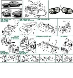 Eclairage - Jaguar XJS - Jaguar-Daimler pièces détachées - External & internal lights