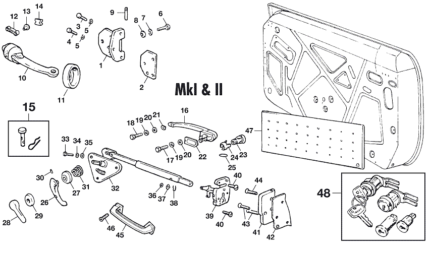 Triumph GT6 MKI-III 1966-1973 - Window regulators, motors, winders & parts - Door locks MKI-MKII - 1