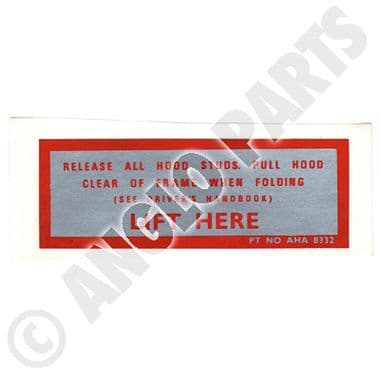 LABEL 'LIFT HERE' / MGB-C | Webshop Anglo Parts