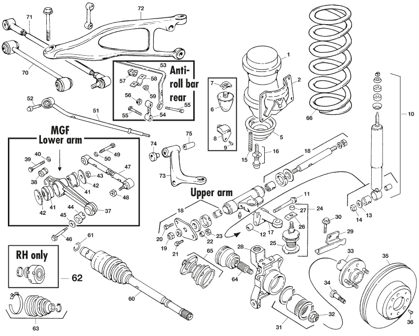 MGF-TF 1996-2005 - Control arms & parts - Rear suspension - 1