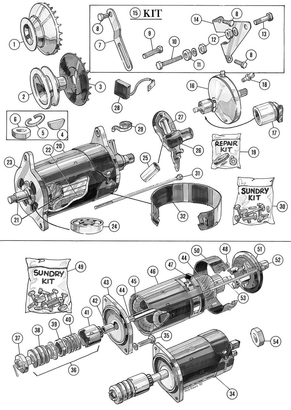 MGTD-TF 1949-1955 - Starter motors | Webshop Anglo Parts - Dynamo & starter - 1