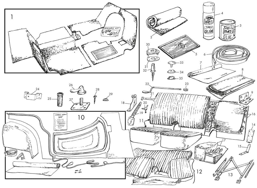 MGTC 1945-1949 - Car seats | Webshop Anglo Parts - Interior trim & carpets - 1