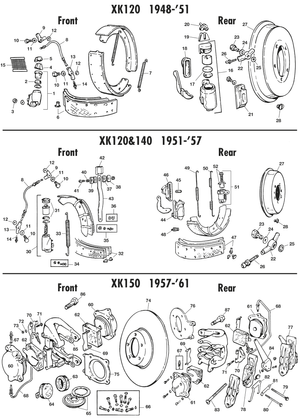 Remmmen voor & achter - Jaguar XK120-140-150 1949-1961 - Jaguar-Daimler reserveonderdelen - Brakes