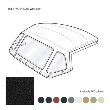 HOOD COMPLETE, PLASTIC WINDOW, PVC, GREY / TR4, 1961-1965 - Triumph TR2-3-3A-4-4A 1953-1967
