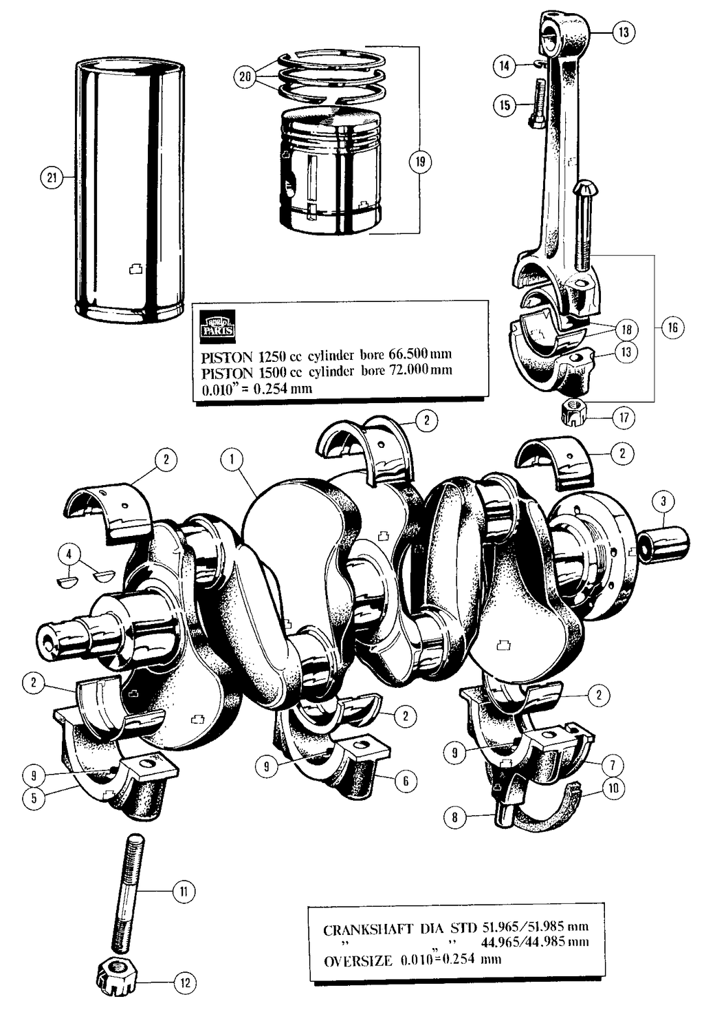 MGTD-TF 1949-1955 - Zuigers, pistons en drijfstangen - 1