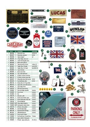 Stickers & badges - Jaguar XK120-140-150 1949-1961 - Jaguar-Daimler reserveonderdelen - ID plates, stickers