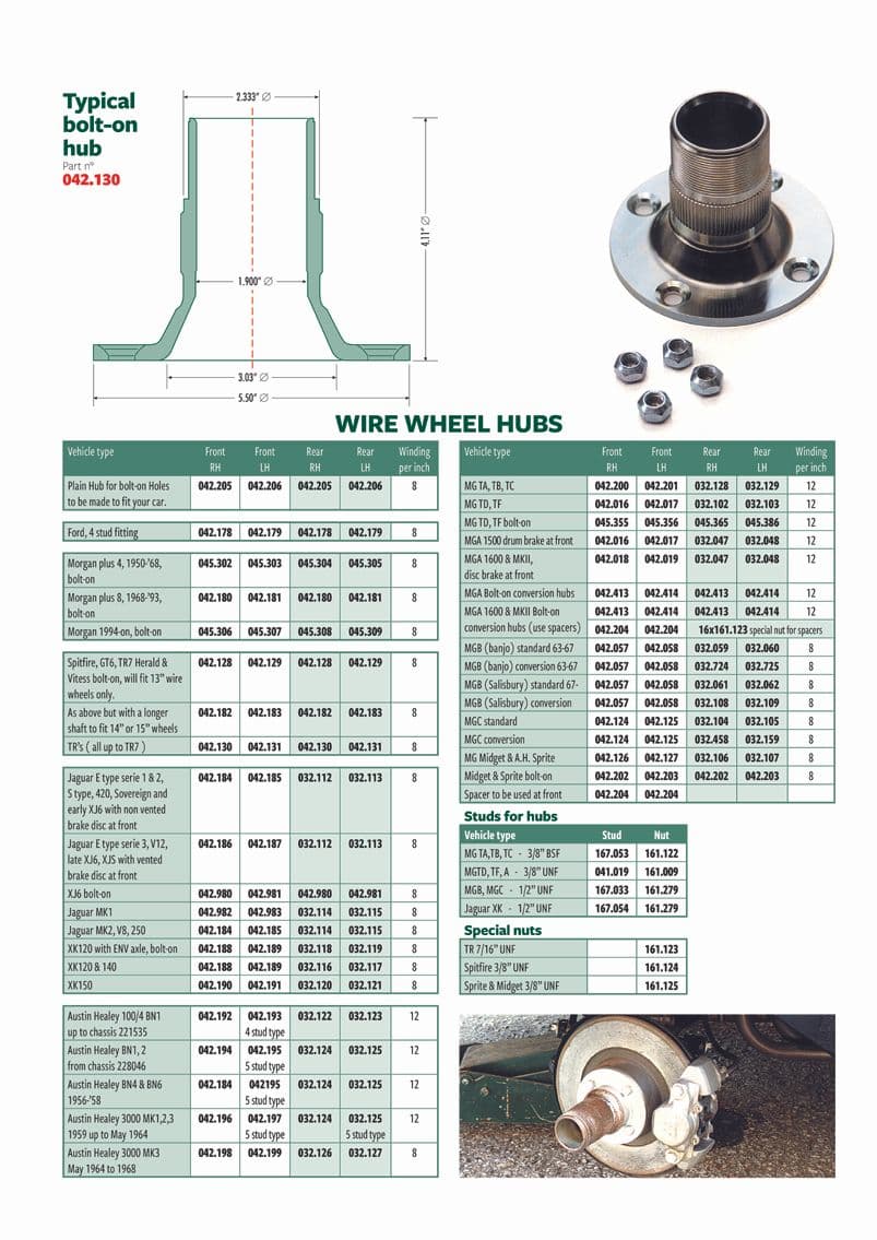 Wire wheel hubs - Pyörän navat - Vanteet, ripustukset & ohjaus - British Parts, Tools & Accessories - Wire wheel hubs - 1
