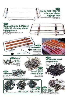 Bagażniki - Austin-Healey Sprite 1958-1964 - Austin-Healey części zamienne - Luggage racks & screw kits