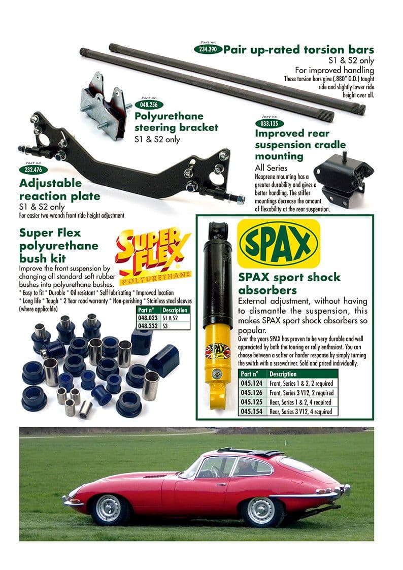 Jaguar E-type 3.8 - 4.2 - 5.3 V12 1961-1974 - Performance suspension kits - 1