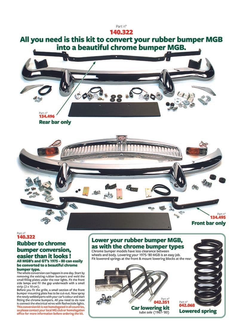MGB 1962-1980 - Lowering springs & kits - Bumper conversion kit - 1