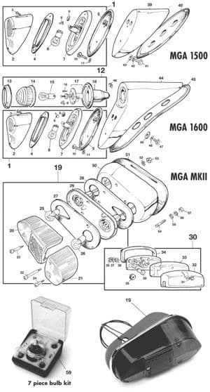 Eclairage - MGA 1955-1962 - MG pièces détachées - Rear lights