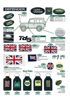 adhesivos y emblemas - Land Rover Defender 90-110 1984-2006 - Land Rover piezas de repuesto - Stickers, badges, key fobs