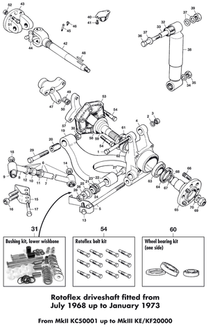 Differential & rear axle - Triumph GT6 MKI-III 1966-1973 - Triumph 予備部品 - Driveshafts & rear suspension