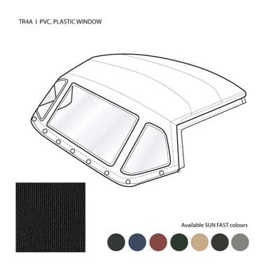 HOOD COMPLETE, PLASTIC WINDOW, SUN FAST, GREEN / TR4A, 1966-1967 - Triumph TR2-3-3A-4-4A 1953-1967