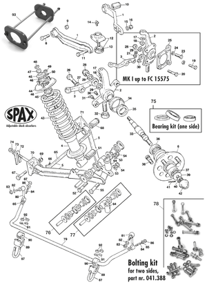 Przednie zawieszenie - Triumph Spitfire MKI-III, 4, 1500 1962-1980 - Triumph części zamienne - Front suspension