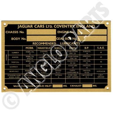 CHASSIS PLAT, BRASS / JAG XK120 | Webshop Anglo Parts