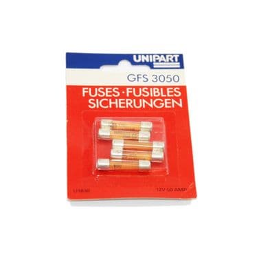 GLASS FUSE, 50 AMP (SET OF 5) | Webshop Anglo Parts