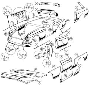 gumy a těsnění karoserie - MGC 1967-1969 - MG náhradní díly - Body panels