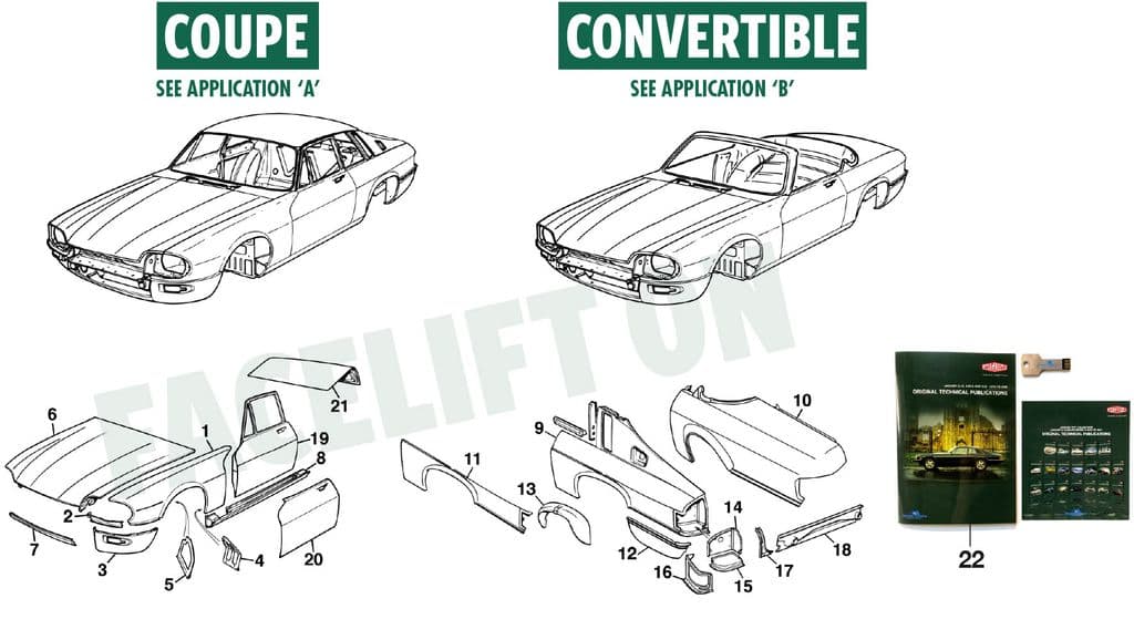 Jaguar XJS - Bonnet & parts | Webshop Anglo Parts - Facelift external body parts - 1