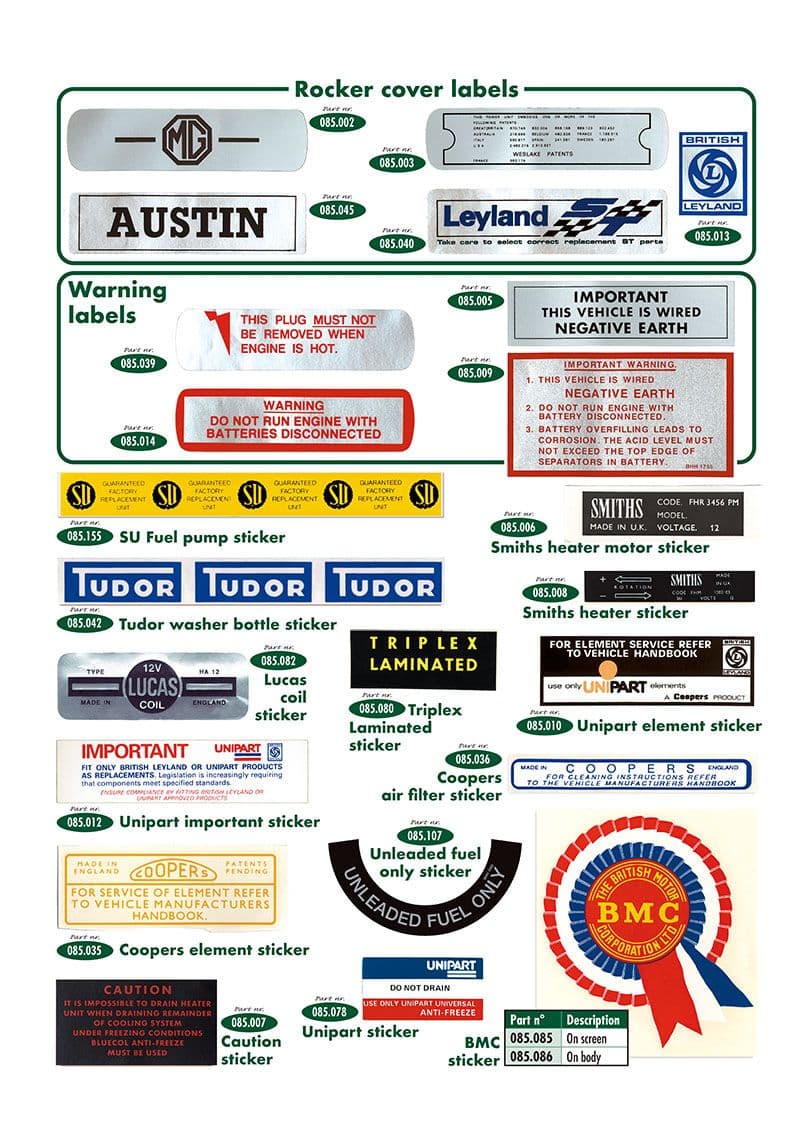 Stickers & labels - Decals & badges - Body & Chassis - Mini 1969-2000 - Stickers & labels - 1