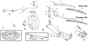 stěrače, motor stěračů & systém ostřikování - MGF-TF 1996-2005 - MG náhradní díly - Wiper & washer installation