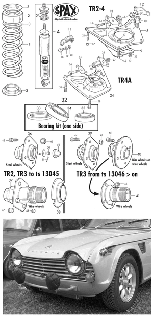 Eturipustukset & jousitus - Triumph TR2-3-3A-4-4A 1953-1967 - Triumph varaosat - Front suspension part 1