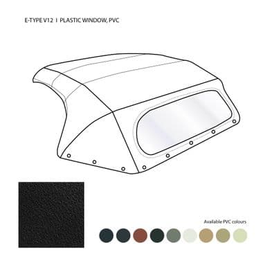 HOOD COMPLETE, PLASTIC WINDOW, PVC, GREY / E TYPE-V12, 1972-1974 - Jaguar E-type 3.8 - 4.2 - 5.3 V12 1961-1974