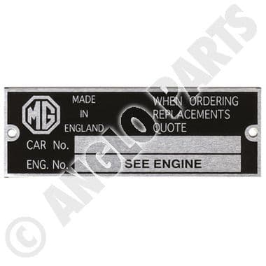 PLATE, CHASSIS / MGB, MIDGET -65 | Webshop Anglo Parts