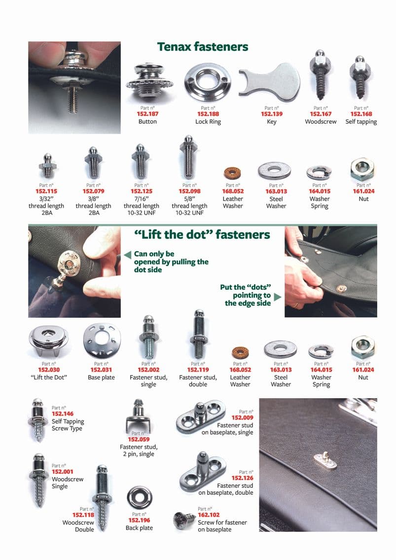 British Parts, Tools & Accessories - NUTS - Tenax & lift the dot fasteners - 1