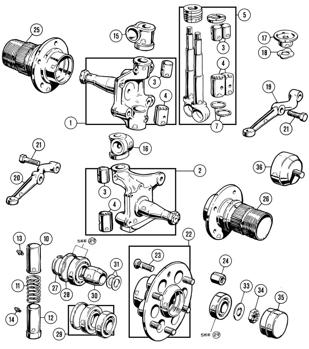 MGC 1967-1969 - Bearings, Bushings & Bush kits - Front suspension 3 - 1