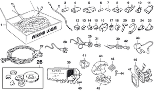 cajas de control, cajas de fusibles, interruptores y relés - Triumph GT6 MKI-III 1966-1973 - Triumph piezas de repuesto - Wiring looms